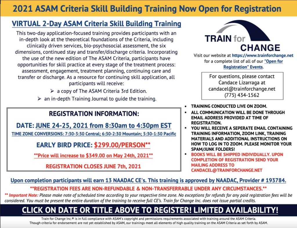 ASAM Training Opportunity The Commission on VASAP